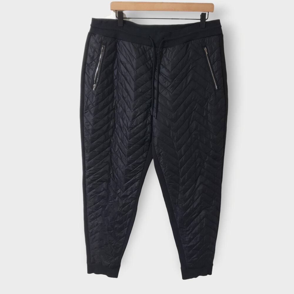 Athleta Solstice Quilted Jogger Pants Fleece Lined Black Sz 16 Athleisure Active